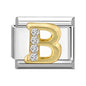 New Girls Italian Bracelet 26 English Letters Charm Stainless Steel Bangle Gold Color Inlaid Zirconia DIY Making Jewelry Gifts