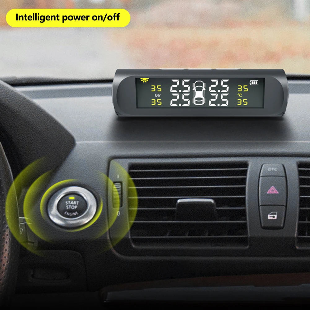 Solar Auto Security Alarm Systems Power TPMS Car Tire Pressure Alarm Monitor System Tyre Pressure Temperature Warning
