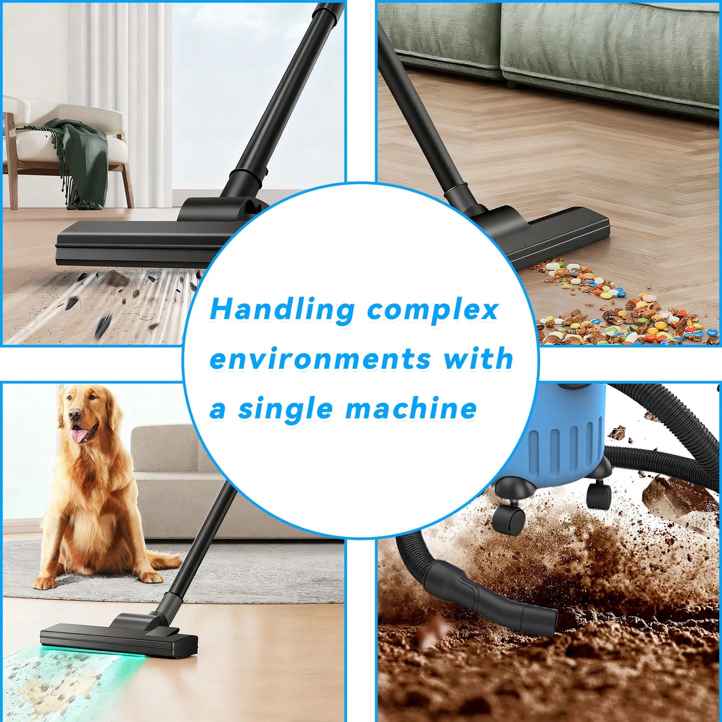 15L Wet Dry Vacuum Cleaner Portable Wet&Dry Blower Function Household Shop Vac With Full Accessories