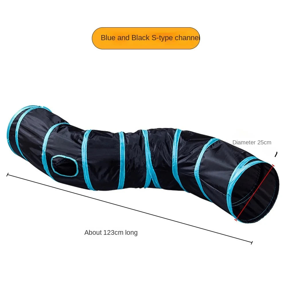 Cat Tunnel Toy 3-Way Foldable Pet Playhouse Crinkle Paper Bell Durable Oxford Cloth Animal Tunnel Kittens/Rabbits/Guinea Pigs
