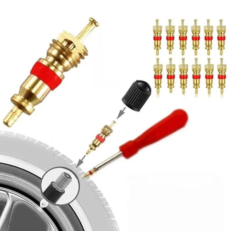 1set Tire Valve Core Screwdriver Tool Multifunctional Tire Valve Stem Tool Standard & Large Bore Tyre Nipple Core Removal Inser