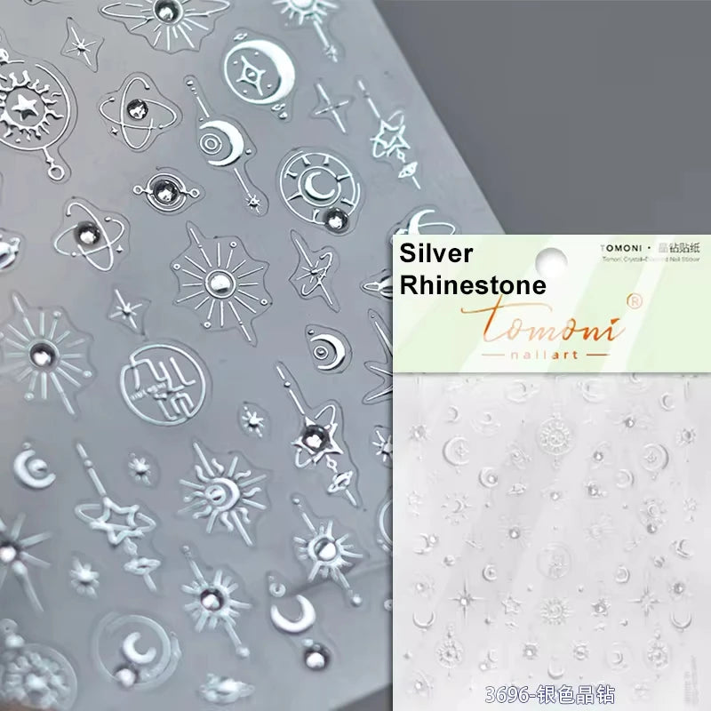 1 piece  5D silver nail stickers metal mini star nail art stickers high quality exquisite decals self-adhesive nail art stickers