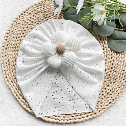 Lovely Flower Baby Hat Elastic Newborn Indian Cap Hollow Breathable Turban Baby Girls Hats Beanies Kids Infant Hair Accessories
