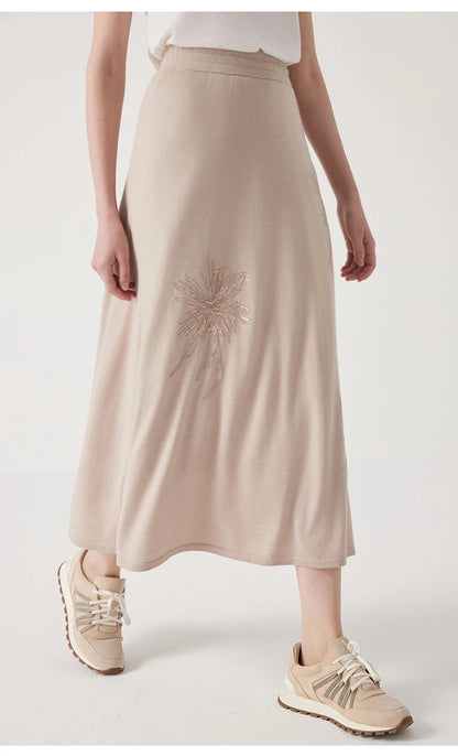 BC1040 Luxurious Clothes Ladies Embroidery Merino Wool Silk Skirts Womens Clothing Elegant Summer