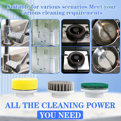 2026 Electric Cleaning Brush LED Display With 5 Replaceable Brush Heads 3-speed Adjustable Cleaning Tool For Kitchen Bathroom
