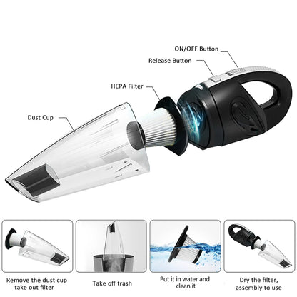 Podofo Vacuum Cordless Powerful Cyclone Suction Portable 120W Rechargeable Car Vacuum Cleaner Handheld Quick Charge