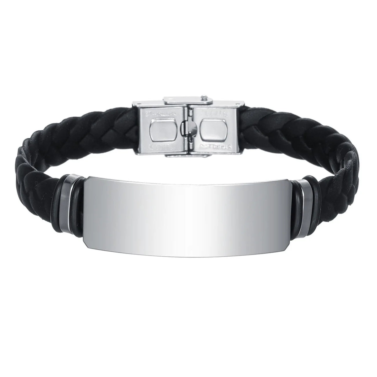 Bracelet Homme Twist Braid Leather Rope Bracelets For Men Stainless Steel Hiphop Rock Fashion Jewelry Accessories Wholesale