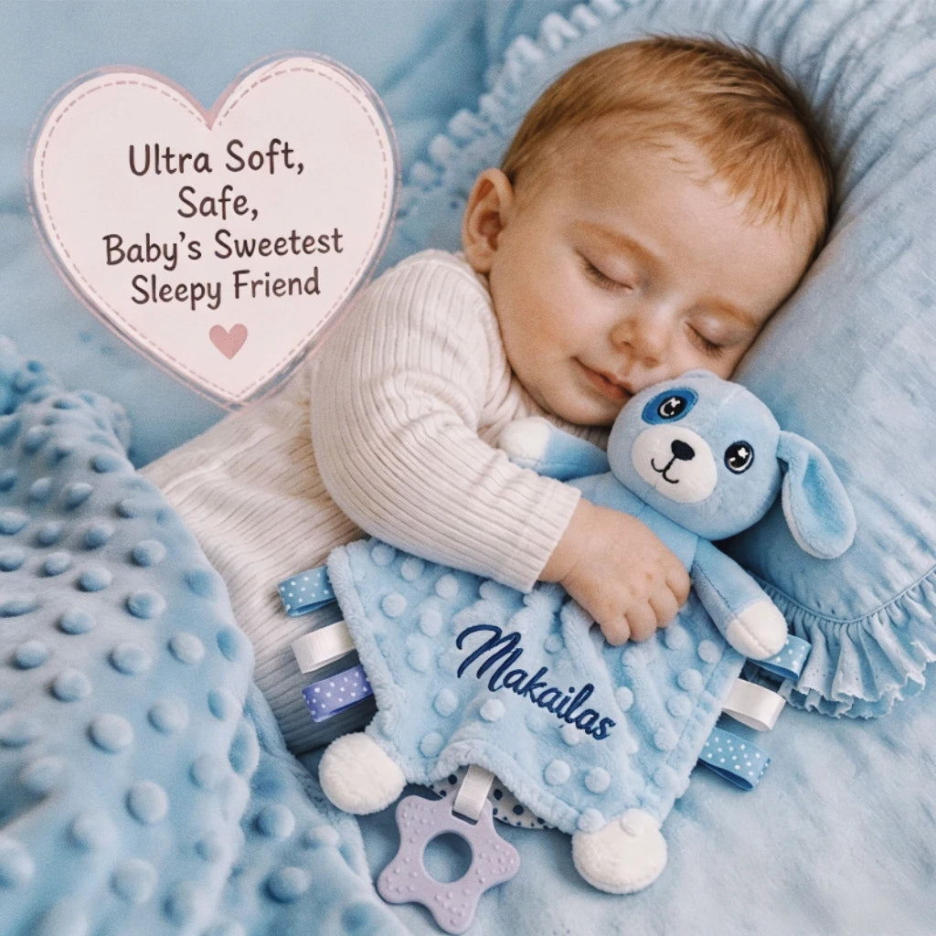 Custom Name Baby Blanket Personalized Baby Shower Gift Soft Minky Dot 2-in-1 Blanket & Lovey Set for Boys Girls