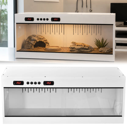 Stackable PVC Reptile Terrarium, Tempered Glass Bearded Dragon Tank – Heavy Duty Enclosure Habitat for Amphibians Reptilians Arachnids