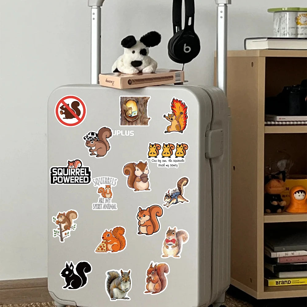 50pcs Cartoon Cute Squirrel Stickers Decals For Laptop Scrapbook Skateboard Helmet Guitar DIY Aesthetic Waterproof Stickers