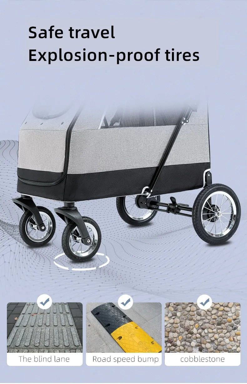STLF(Ready to Ship) Manufacture Large Pet Stroller for Big Dog Safety Outdoor Walking Travel Foldable Trolley