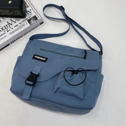 Japanese Simple Messenger Bag Student Nylon Waterproof Canvas Handbag Shoulder Crossbody Bags for Women Men Satchels Bolsas