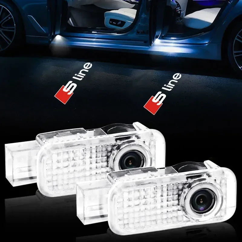 2PCS Car Door LED Light Logo Laser Projector Welcome Light For Audi sline TT Q2 Q3 Q5 Q7 Q8 A3 A4 A5 A6 A7 R8 B5 B6 B7 B8 C5 C6