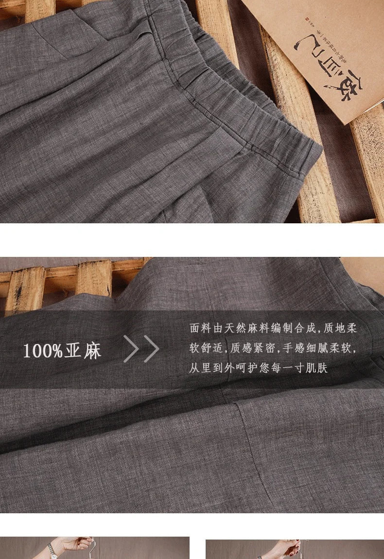New Cotton and Hemp Half Length Skirt for Women in Summer, A-line Medium Length Skirt, High Waist, Loose Elastic Waist Skirt