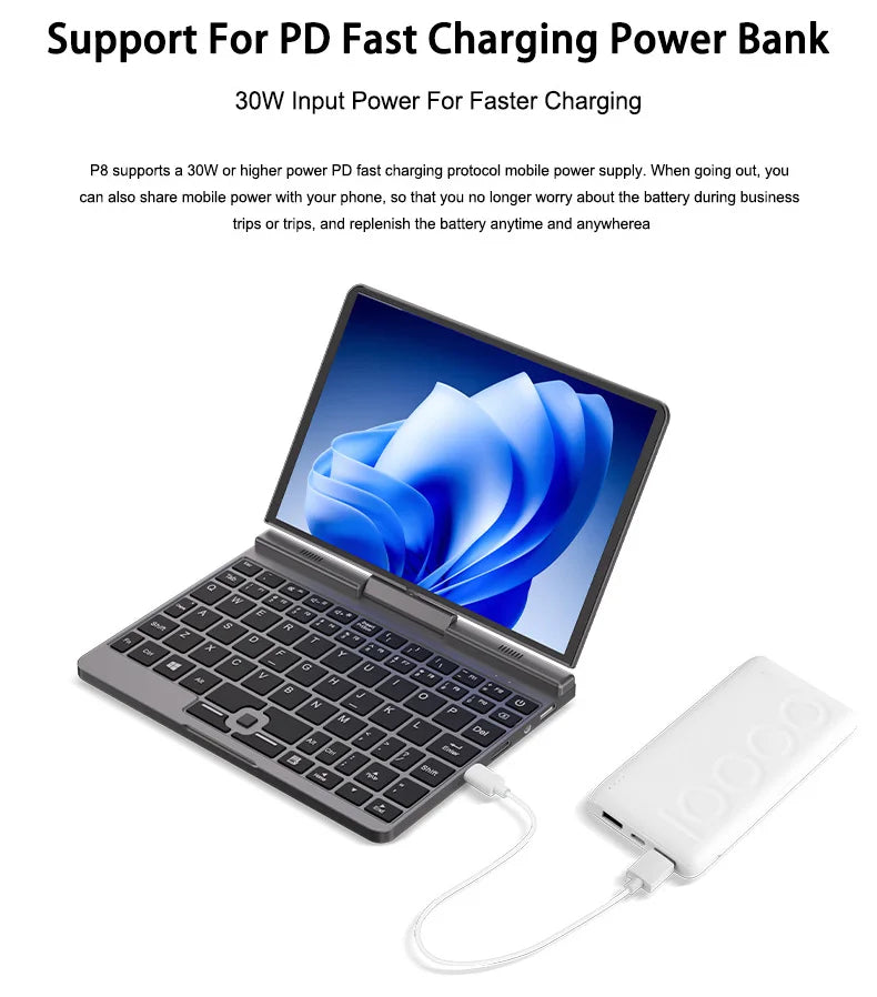 CRELANDER P8 8 Inch Mini Laptop Touchscreen Rotating 360 Degree Intel Alder N150 12GB WiFi6 Notebook Tablet PC Protable Laptops