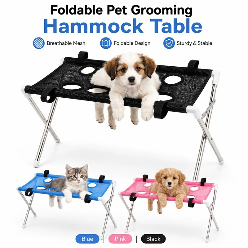 Portable Pet Grooming Bath Suspended Bed Frame With Brackets Breathable Washable Mesh Foldable Storage Pet Bath Drying Rack