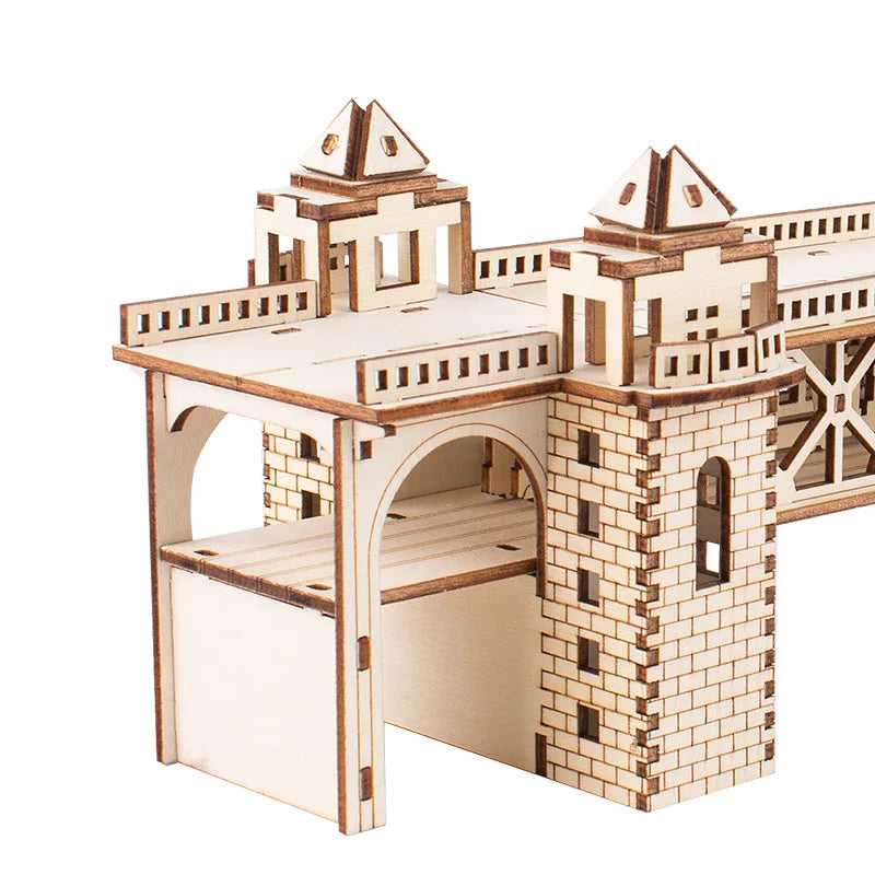 3D Wooden Puzzle Streetcar Sakura Journey Tram Station Retro Car Bus Model DIY Assembly Toys For Children Kids Desk Decoration