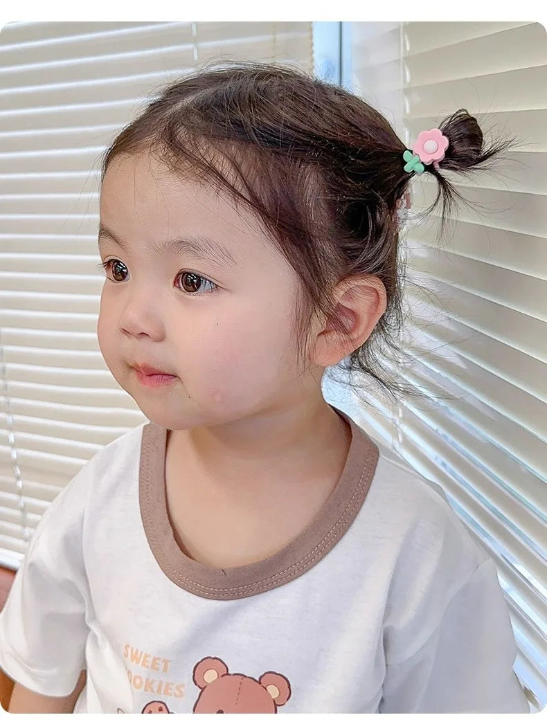 10pc Mini Baby Hair Band Kawaii Cartoon Floral Animal Elastic Hair Rope for Toddler Girl Small Tumb Hair Band Lovely Headwear