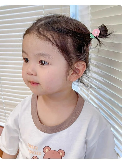 10pc Mini Baby Hair Band Kawaii Cartoon Floral Animal Elastic Hair Rope for Toddler Girl Small Tumb Hair Band Lovely Headwear
