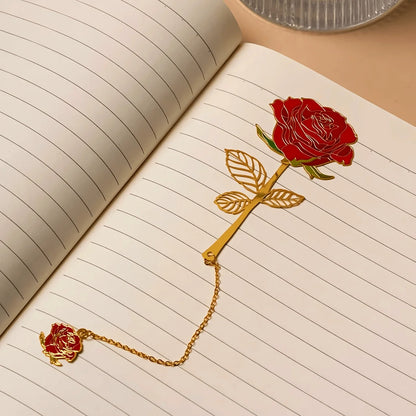 1 Piece of Exquisite Metal Rose Bookmark, Light Luxury Design Hollowed Out Bookmark, Perfect Gift for Teachers