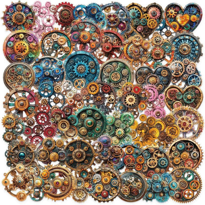 50PCS Transparent Time and Space Gear Sticker Pack - Waterproof Clear PET for Scrapbook, Guitar Decor RecordingYourLife Store