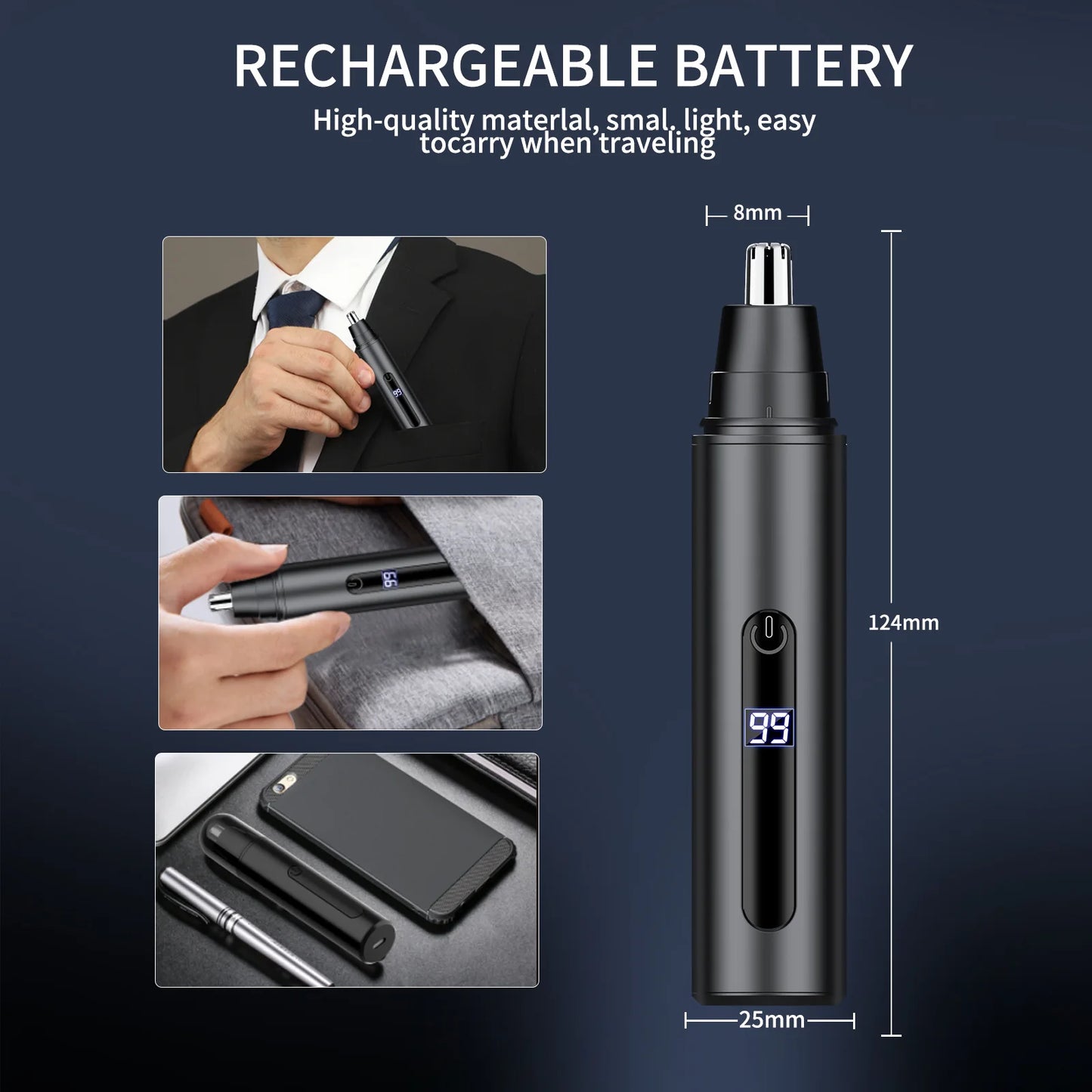 Nose Hair Trimmer USB Rechargeable Trimmer For Nose Electric Shaver Trim Nose Hair For Women And Men