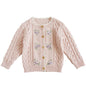Baby Girls Embroidery Sweater Cardigan Autumn Fashion Cotton Floral Collar Kids Knitted Cardigan Rabbit Coat Outerwear Korean