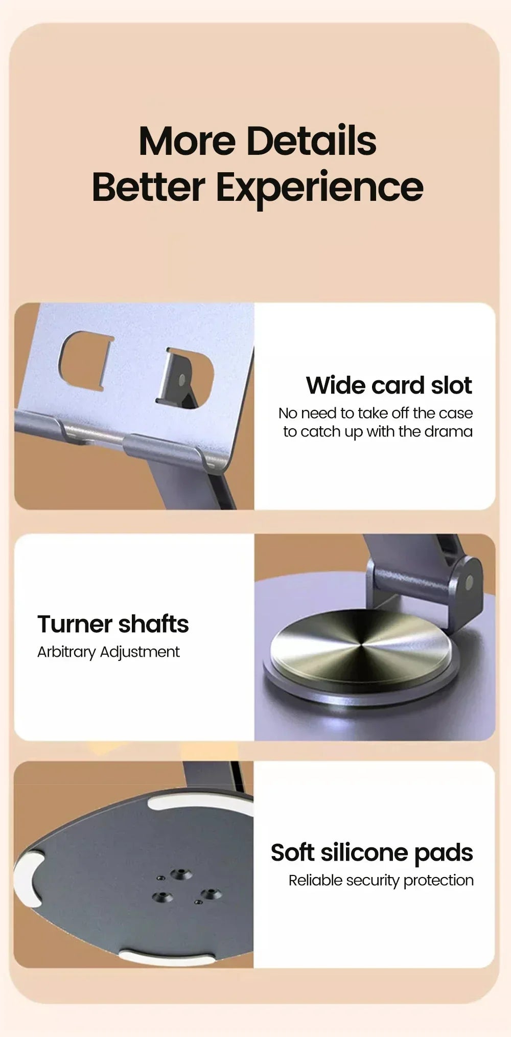 Elough 360° Rotation Portable Tablet Holder For iPad iPhone 15 Xiaomi Folding Lazy Desktop Live Mobile Phone Stand Mount Bracket