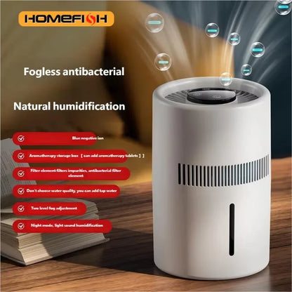 HOMEFISH Home Office Desktop Fog Free Humidifier Air Purifier for Bedroom Car - Safe for Pregnant Women Mothers Babies