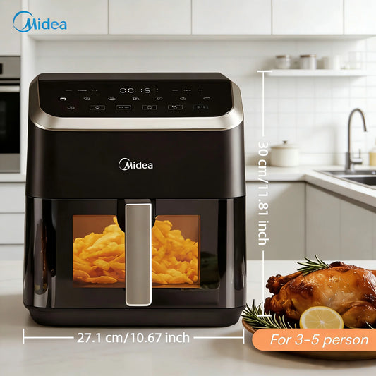 Midea 5L Air Fryer Large Capacity Family Size Multi-Functional Easy Clean Oil-Free Healthy Adjustable Temp Rapid Air