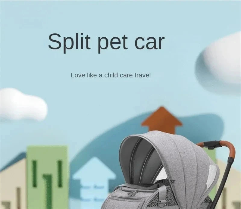 Lightweight and Foldable  Stroller Pet Bag Dog Stroller Dog Scooter Dog Trolley with Storage Basket Stroller for Animals
