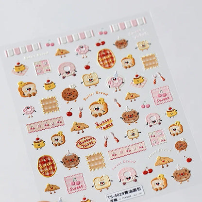 Colorful 5D Happy Birthday Nail Art Sticker Cake Candle Numbers Musical Note Cute Bear Stars Cherry Self Adhesive Manicure Decal