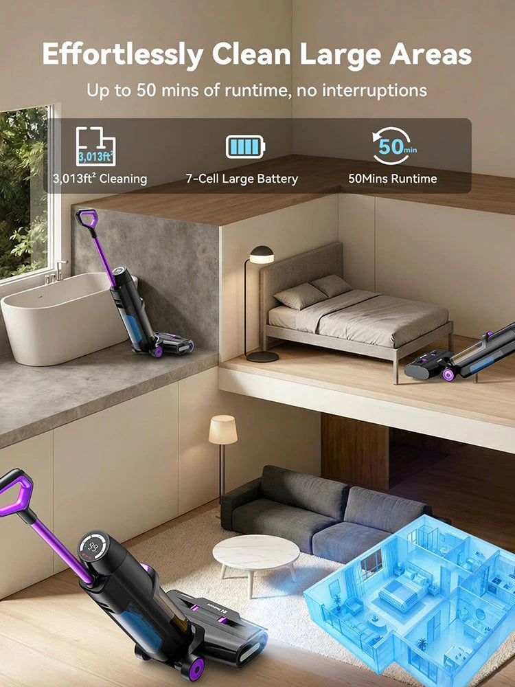 Redroad H15 Wet Dry Vacuum Cleaner 20000Pa,35Mins Runtime Cordless Vacuum Cleaner, Cordless Vacuum and Mop All in One,Self-Cleaning for Hard Floors Sticky Messes and Pet Hair