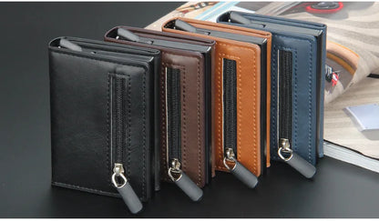 Pop Up Credit Card Holder Wallets Men Slim Rfid Blocking CardHolder Wallet for Men Card Money Bag Purse PU Leather Short Wallets