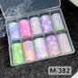 10 Rolls New Design Fresh Nail Foils for Transfer Paper Sticker Plaid Sliders Denim Nails Wraps DIY Bowknot Nail Art Decorations