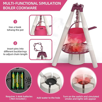 Kids Camping Set Indoor Outdoor Exploration Kit Pretend Play Toys Camping Tools Birthday Gift for Girl Boy OPTIONAL Pop Up Tent