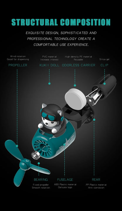 No perfume DIY fragrance Pilot dog car air freshener rotating plane ornament vent aroma diffuser decoration accessories cool fun