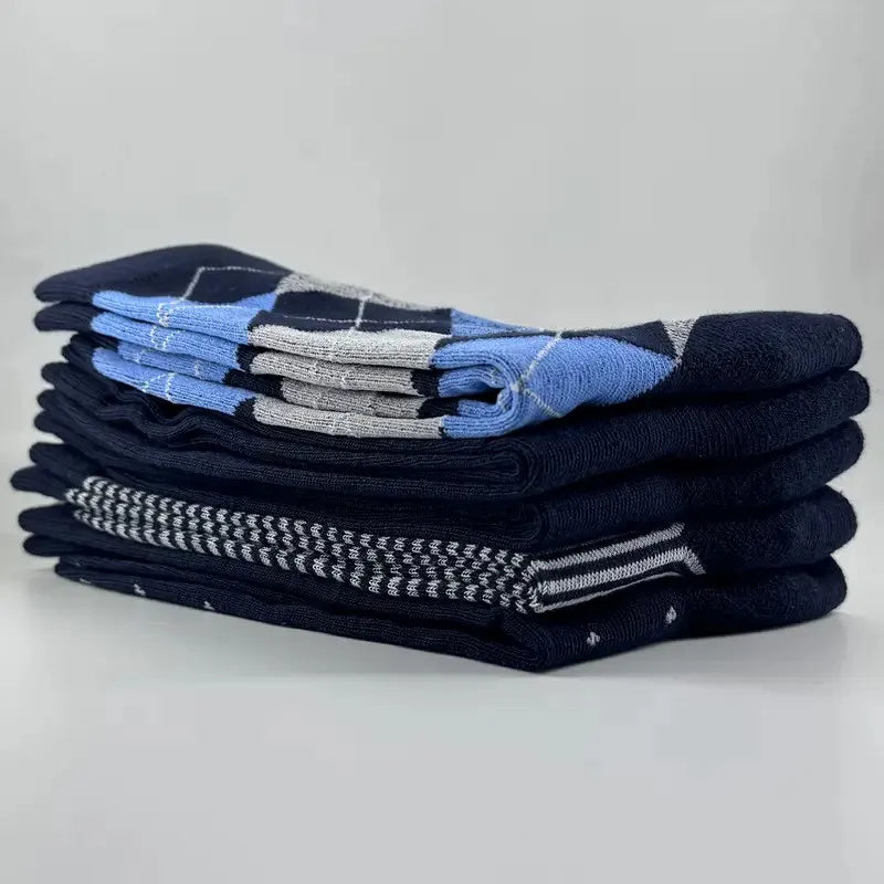 1/5 Pairs Men diamond Pattern Business Mid Tube Socks Anti Odor Sweat Absorbing Comfortable Breathable All Season Casual Socks