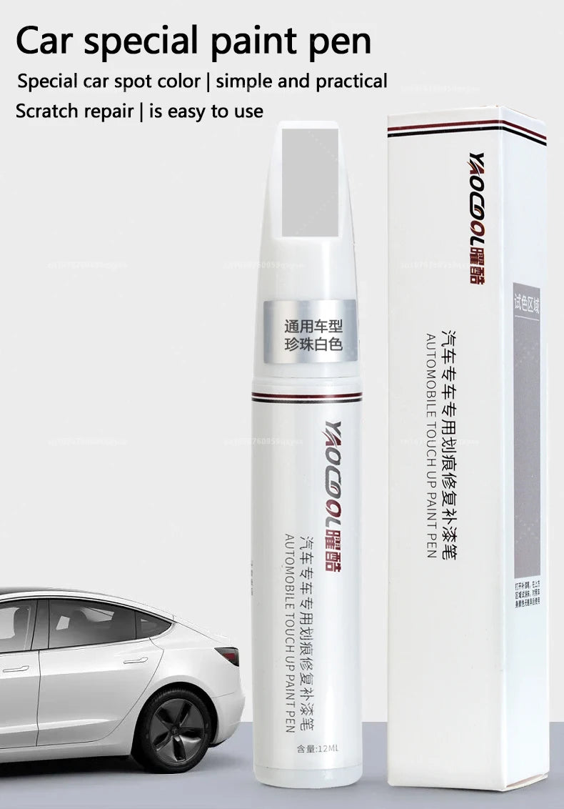 Suitable for Tesla Model 3 Y X S Automotive Paint Repair Pen Pearl White Clearcoat Pen Paint Repair Set Wheel Hub Silver