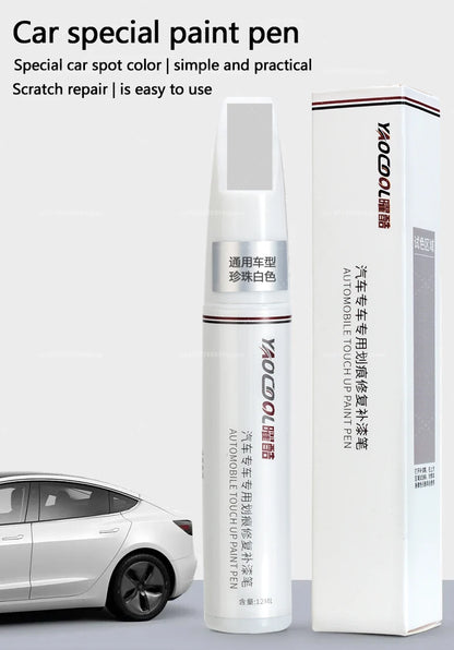 Suitable for Tesla Model 3 Y X S Automotive Paint Repair Pen Pearl White Clearcoat Pen Paint Repair Set Wheel Hub Silver