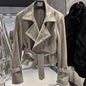 YOLOAgain 2025 Autumn Elegant Real Leather Jacket Coat Women Oversized Leather Jacket With Belt