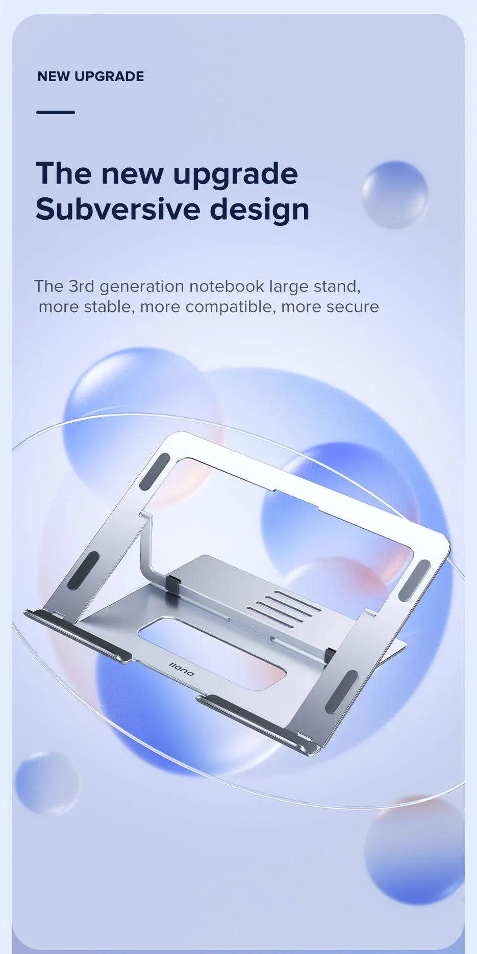 llano Laptop Stand ipad stand computer stand Aluminum Alloy Portable Adjustable Desktop Notebook Holder for 7-17.3 inch