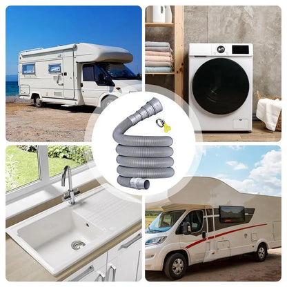 Foldable Caravan Sewer Plumbing Kit with Adjustable Adapter and Clamp Leak-Proof RV Hose Flexible drain hose for motorhomes