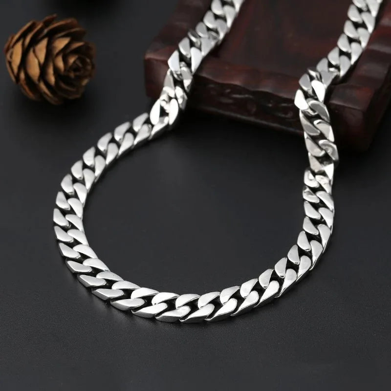 100% S925 Sterling Silver Bracelet 8MM Punk S925 Silver Jewelry Never Fade Carry Certificate Men Women Jewelry Gifts