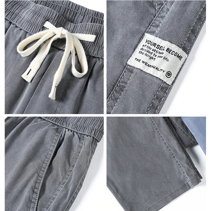 Men's Summer Soft Lyocell Fabric Jeans Thin Loose Straight Denim Pants Drawstring Elastic Waist Casual Trousers Plus Size M-5XL