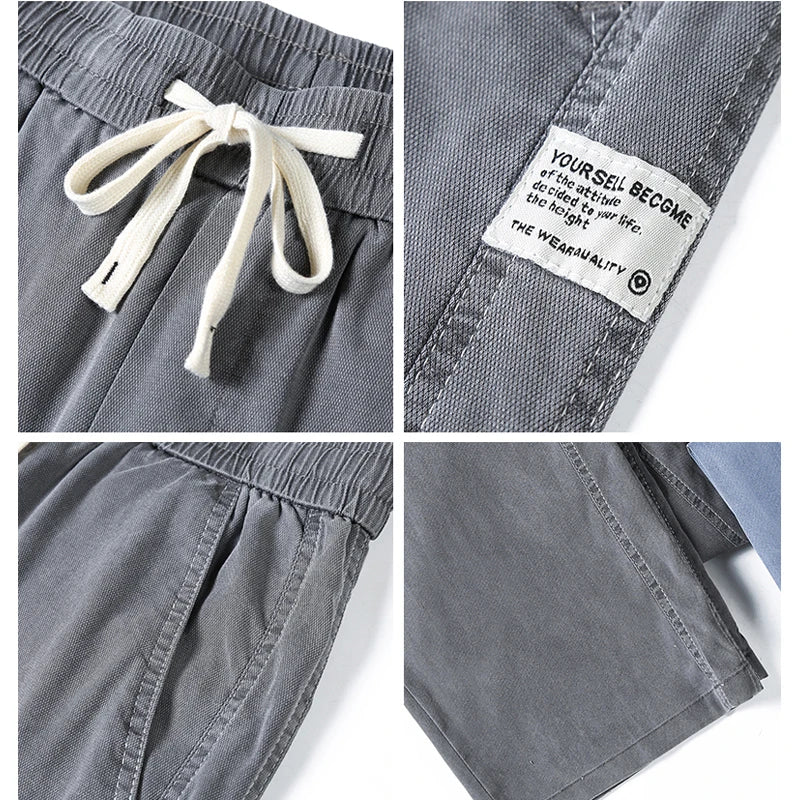 Men's Summer Soft Lyocell Fabric Jeans Thin Loose Straight Denim Pants Drawstring Elastic Waist Casual Trousers Plus Size M-5XL
