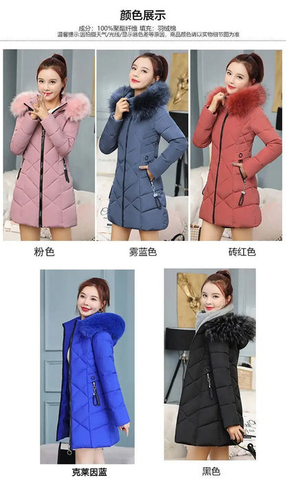 Winter New Fashion Long Cotton-padded Coat Womens Casual Hooded Parkas Womens Winter Jacket Coat Down Jacket Female