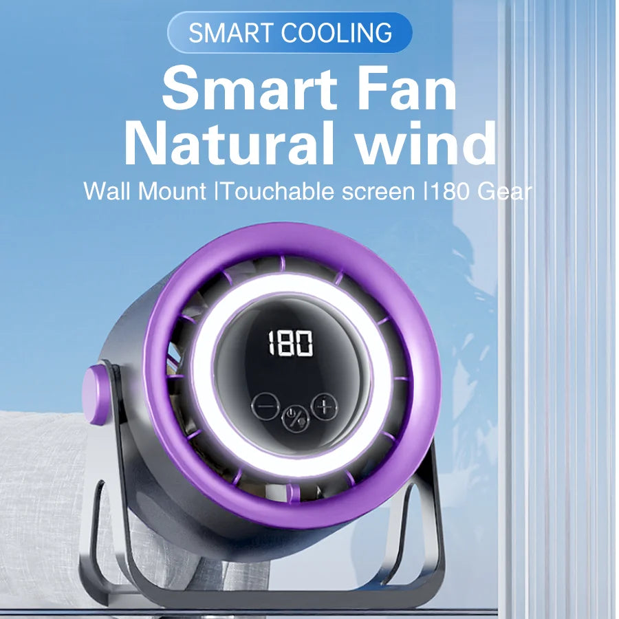 TINSOL 1800mAH Portable Electric Fan with Ambient Light Turbo Mute Electric Fan Desktop Wall Mount Ceiling Air Cooler