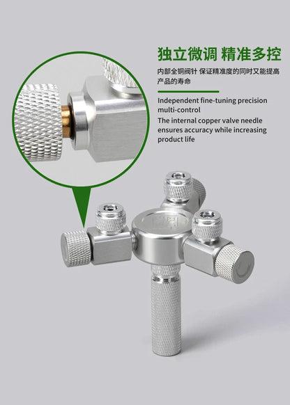 Aquarium CO2 Shunt CO2 Regulator Multi-Way Shunt Regulating Valve Aluminum Alloy CO2 Multi-Pass 2-6 Shunt Fish Tank Supplies