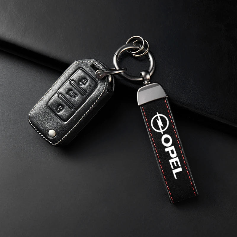 High-Grade Leather Suede Keychain Car Sport Keyring For Opel Astra H G J Insignia Mokka Zafira Corsa Vectra B C D Accessories